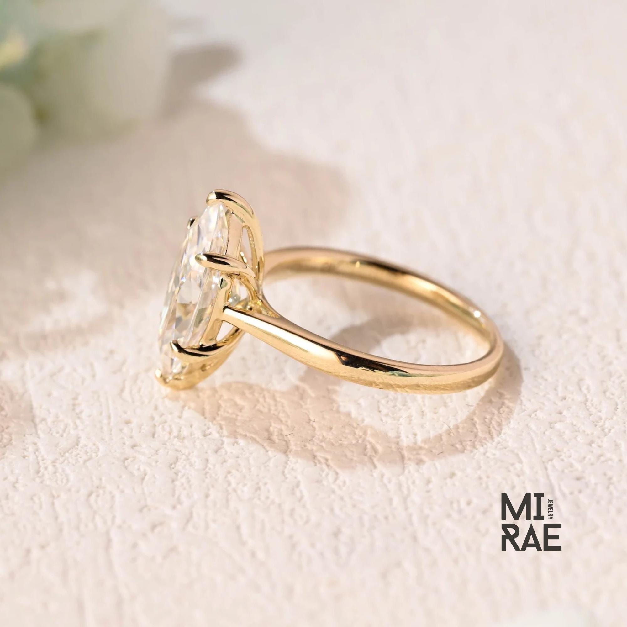 2 Carat Marquise Moissanite Solitaire Ring: Sterling Silver Engagement, Anniversary