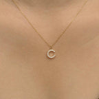 Personalized Moissanite Initial Pendant Necklace: 10K Gold or Sterling Silver