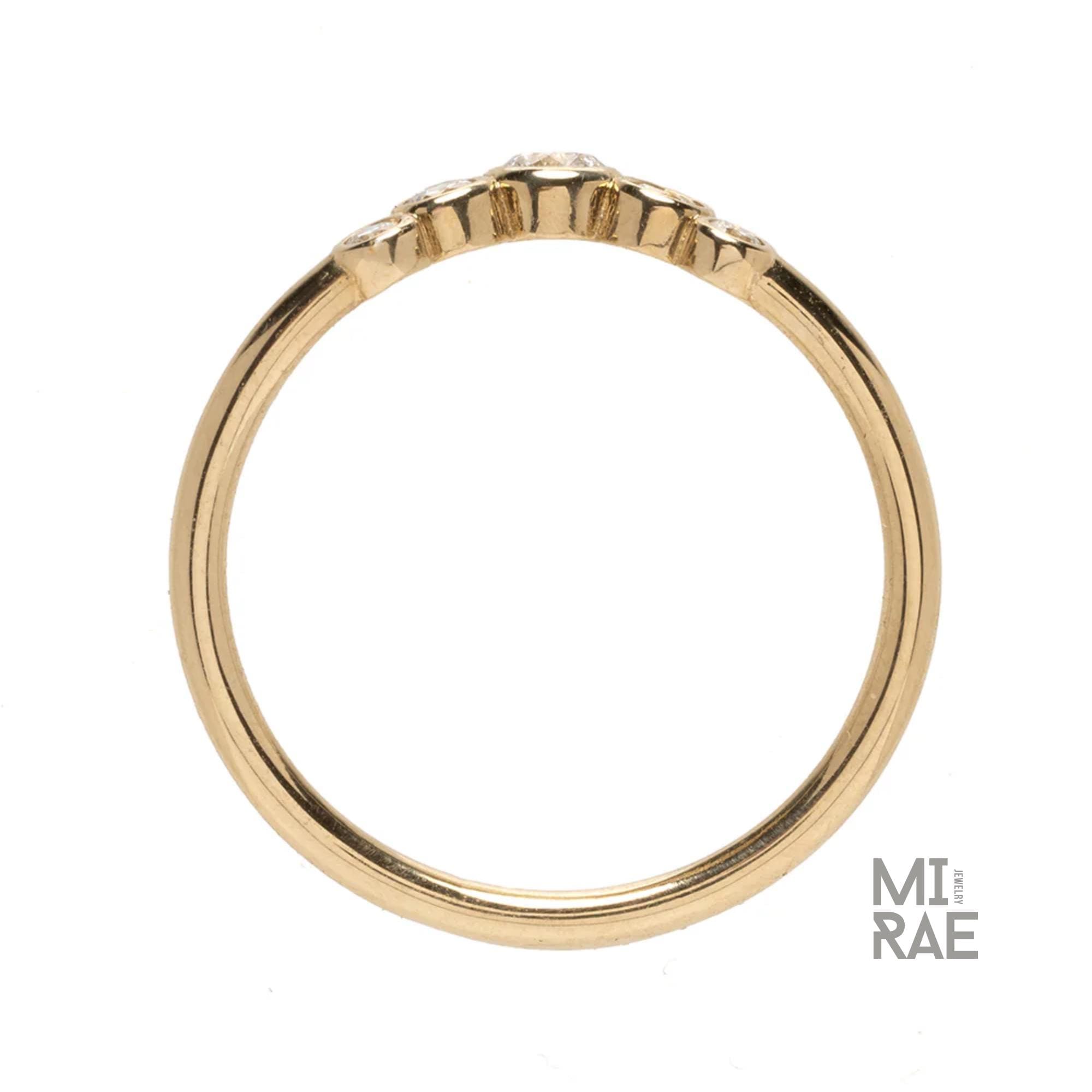 Moissanite Sterling Silver Curved Wedding Band: Dainty Crown Nesting Ring