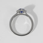 Exquisite Pear Cut Cluster Blue Sapphire Sterling Silver & 14K Gold Engagement Ring For Her