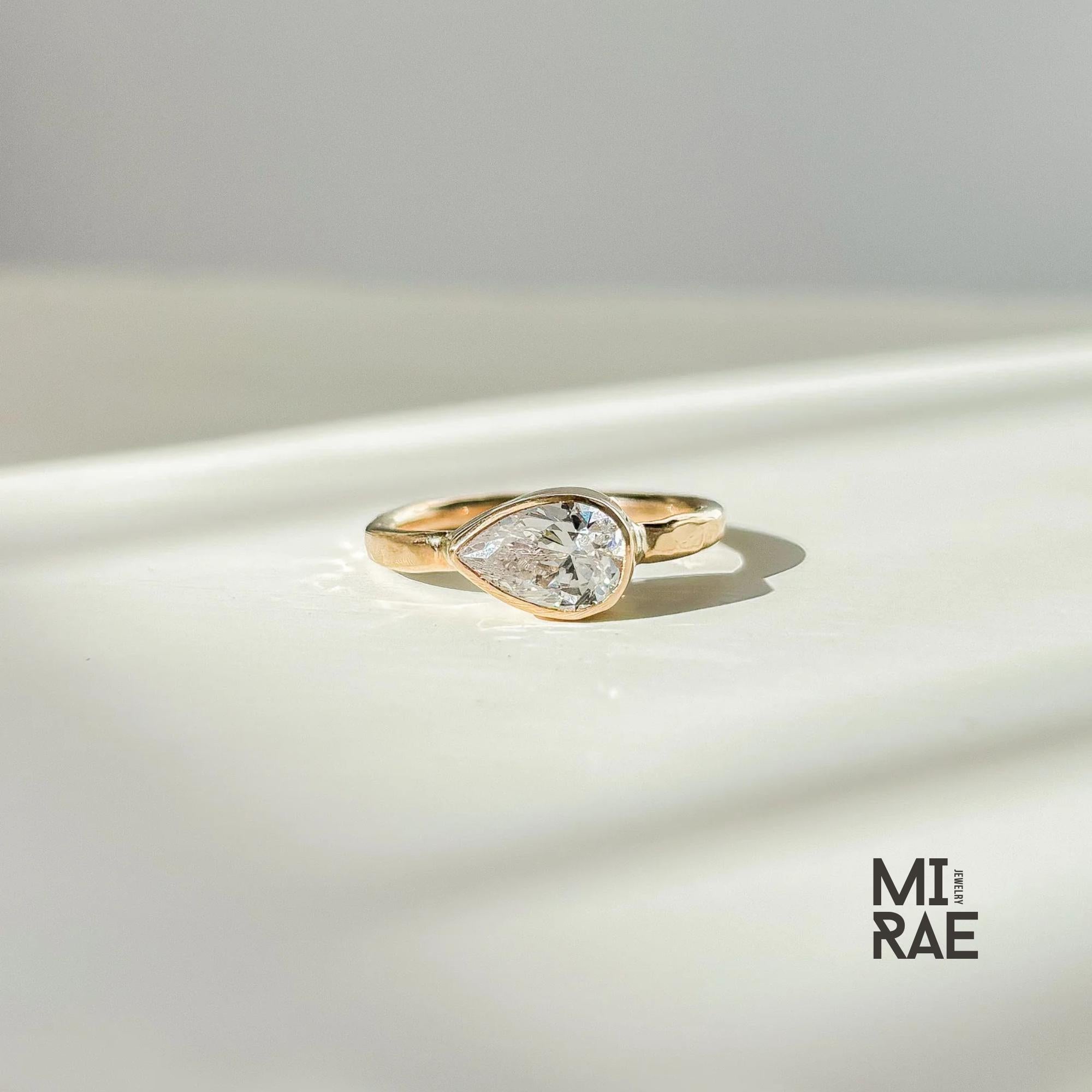 1 Carat Lab Grown Diamond Bezel Ring: 14K Gold Solitaire Engagement