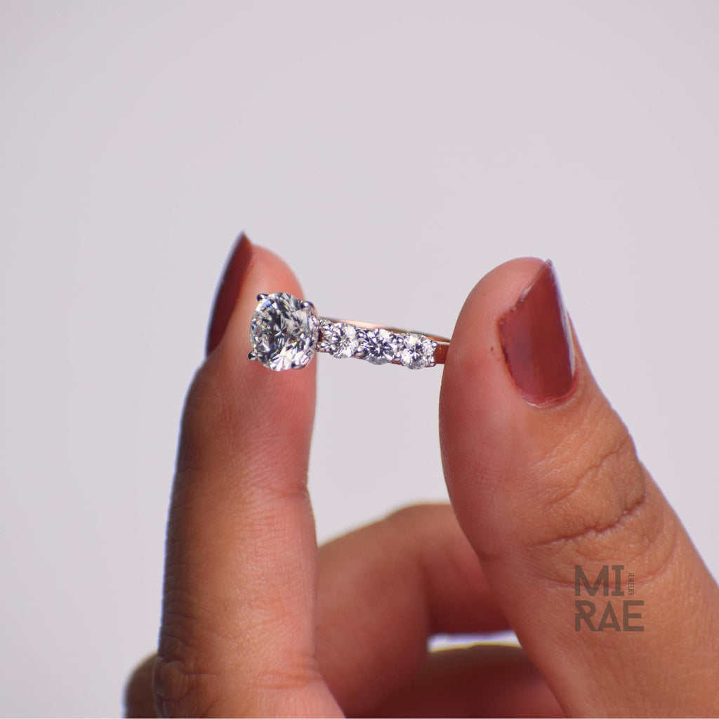 2.21 CTW Lab Grown Diamond Engagement Ring: 14K White Gold Halo Eternity Band