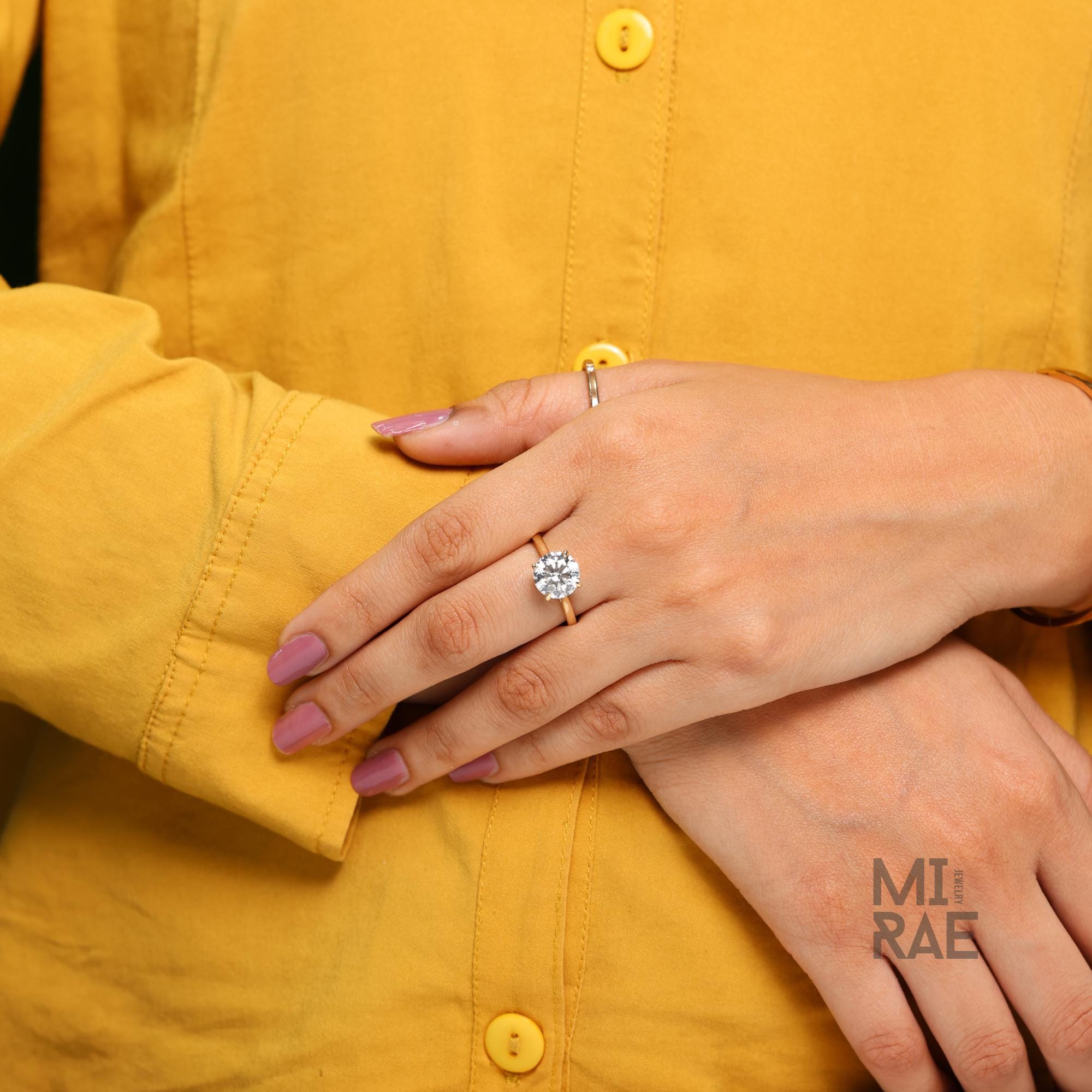 3 Carat Round Lab Diamond Solitaire Engagement Ring