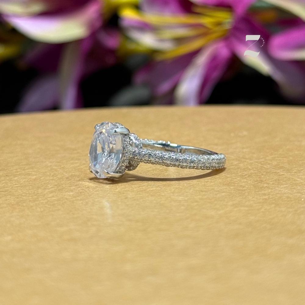 1 Ct Oval Moissanite Engagement Ring: Sterling Silver & 10K Gold