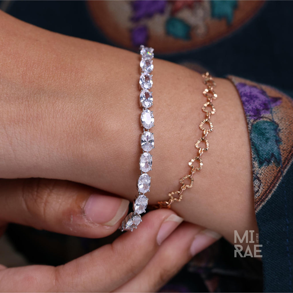 Moissanite or Cubic Zirconia Tennis Bracelet 925 Sterling Silver Minimalist Bridal Jewelry Bridesmaid Gift Dainty Chain