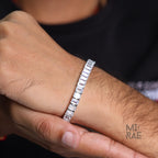 Men's Emerald Cut Cubic Zirconia Tennis Bracelet 925 Sterling Silver Adjustable 6-8 Inch – Unisex Modern Jewelry Gift