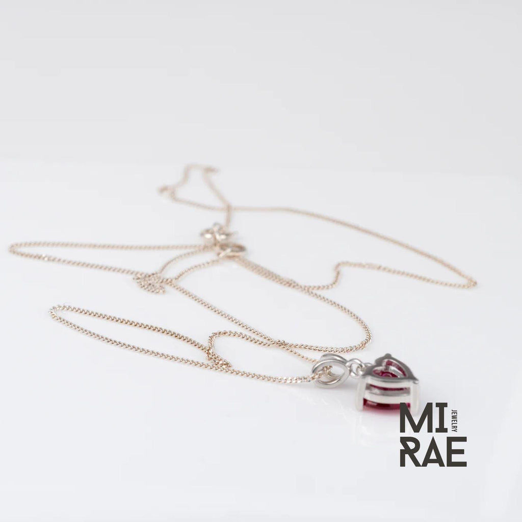 Ruby Heart Pendant Necklace: 10K Gold & Sterling Silver, Ethical Gemstone