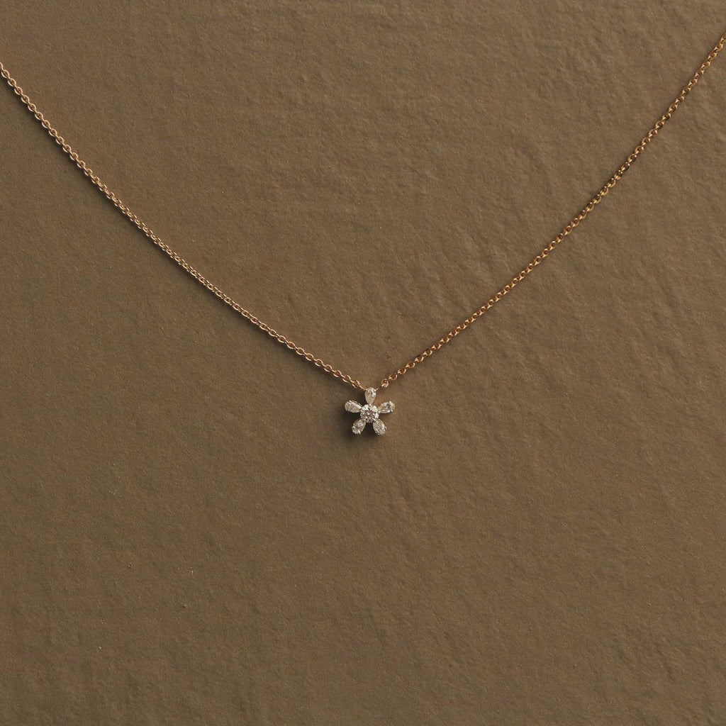 Dainty Snowflake Moissanite Pendant Necklace: 10K Gold & Sterling Silver