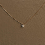 Dainty Snowflake Moissanite Pendant Necklace: 10K Gold & Sterling Silver
