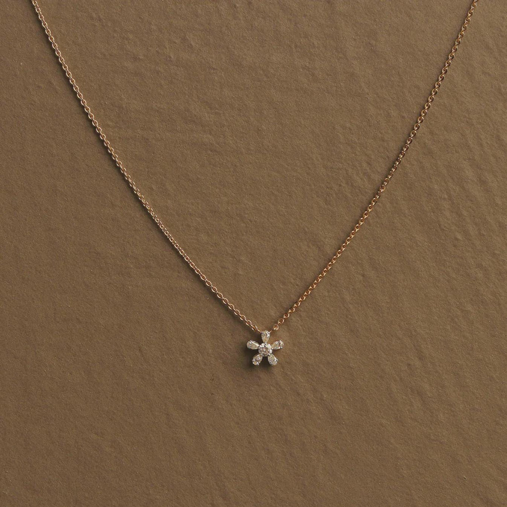 Dainty Snowflake Moissanite Pendant Necklace: 10K Gold & Sterling Silver