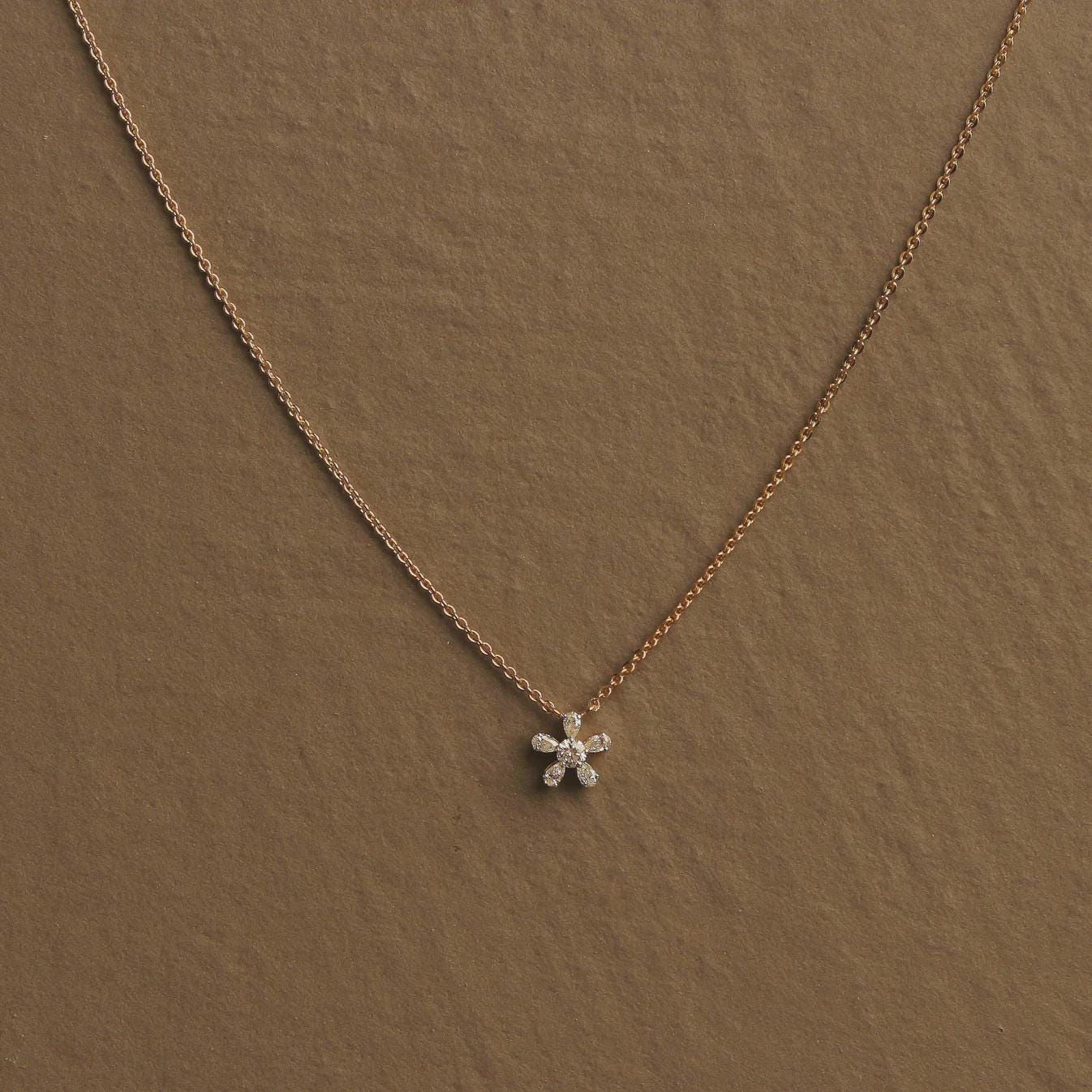 Dainty Snowflake Moissanite Pendant Necklace: 10K Gold & Sterling Silver