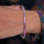 Shades of Pink Sapphire Square Tennis Bracelet, Anniversary Gift for Wife, Sterling Silver Jewelry, Dainty CZ Bracelet, Wedding Jewelry