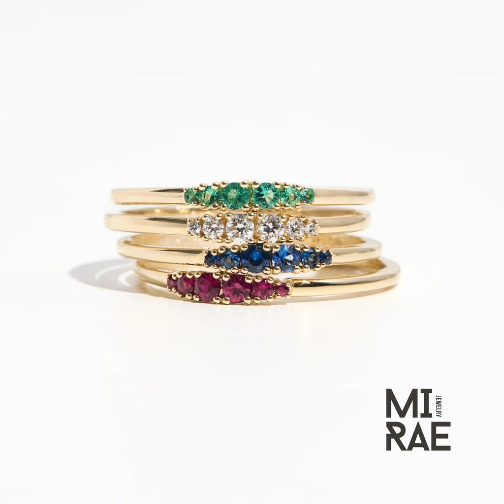 Gold Gemstone Birthstone Ring: Emerald, Ruby, Sapphire, Diamond