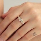 Marquise Oval Emerald Diamond Band | Multi Shape Lab Diamond Ring | Bezel Set Half Eternity Wedding Band