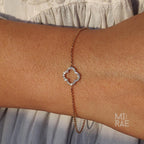 14k Gold Diamond Clover Bracelet (0.20ct) - Minimalist Fine Jewelry