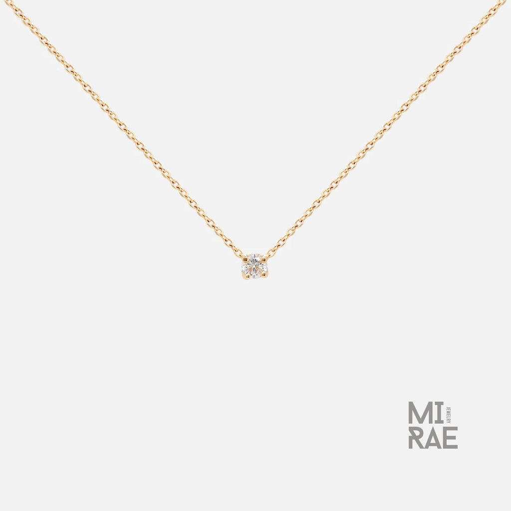 Dainty Round Brilliant Cut Lab Grown Diamond Pendant Chain