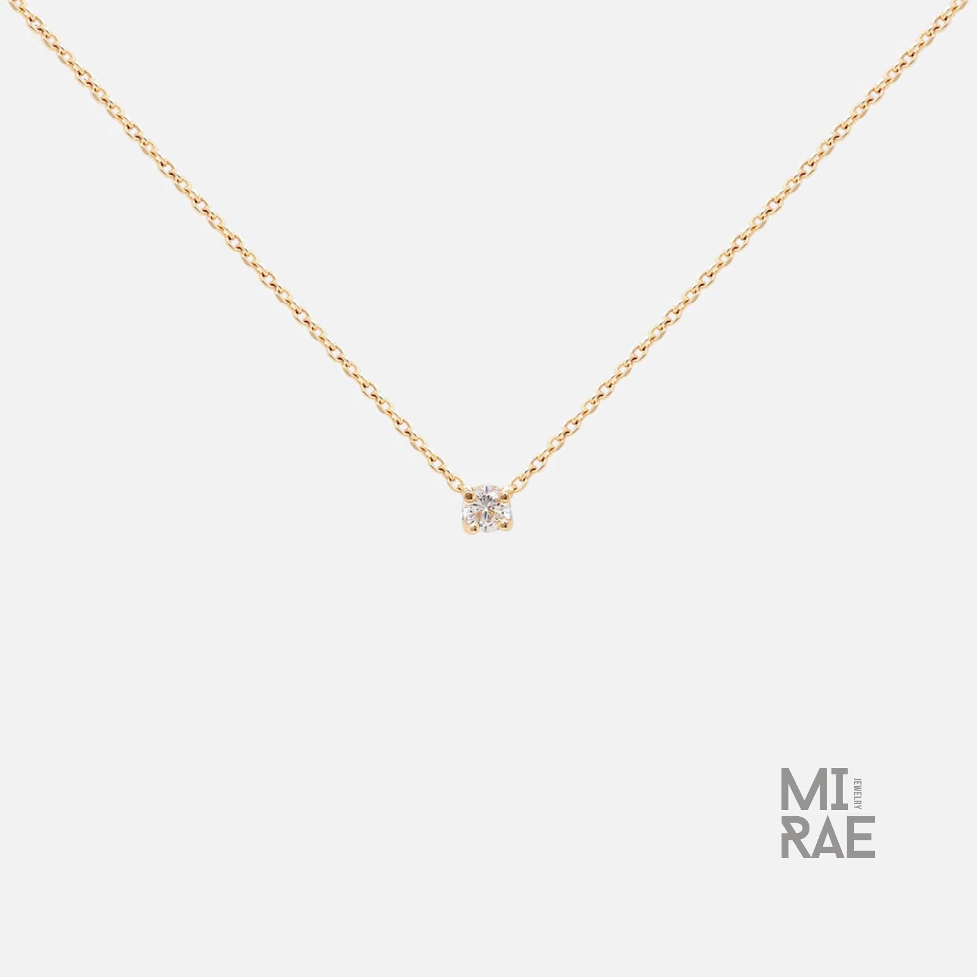Dainty Round Brilliant Cut Lab Grown Diamond Pendant Chain