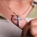 Lab Grown Diamond Cross Pendant: 14k Gold Religious Necklace
