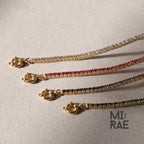 Half Tennis & Half Paperclip Chain Bracelet, Dainty Gold Minimalist Jewelry, Luxury Gift for Her, Stacking Adjustable Birthstone Link Chain