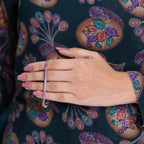 Shades of Pink Sapphire Square Tennis Bracelet, Anniversary Gift for Wife, Sterling Silver Jewelry, Dainty CZ Bracelet, Wedding Jewelry