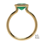 3CT Emerald Cut Emerald Ring: 18K Yellow Gold Bezel Solitaire