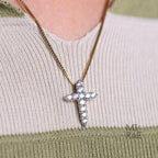 Lab Grown Diamond Cross Pendant: 14k Gold Religious Necklace