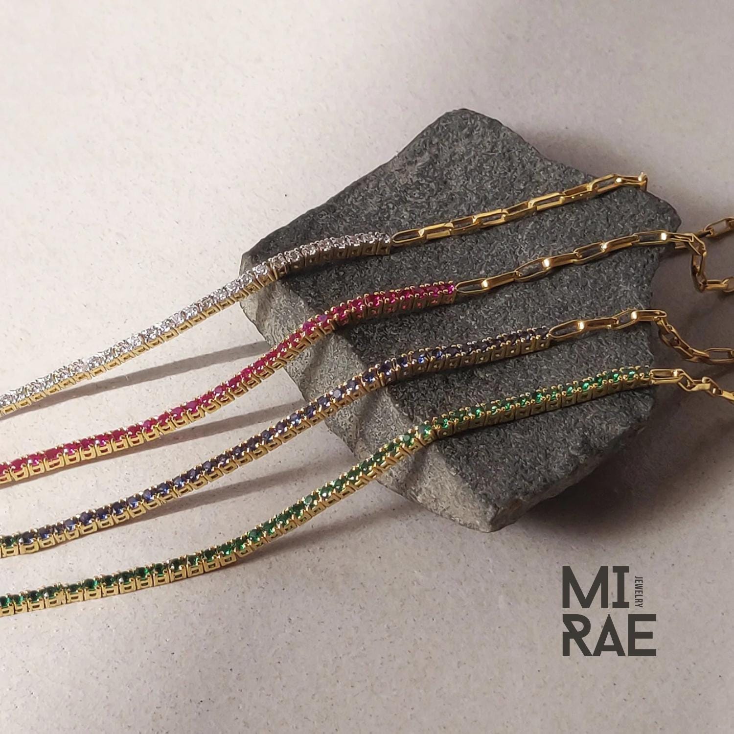 Half Tennis & Half Paperclip Chain Bracelet