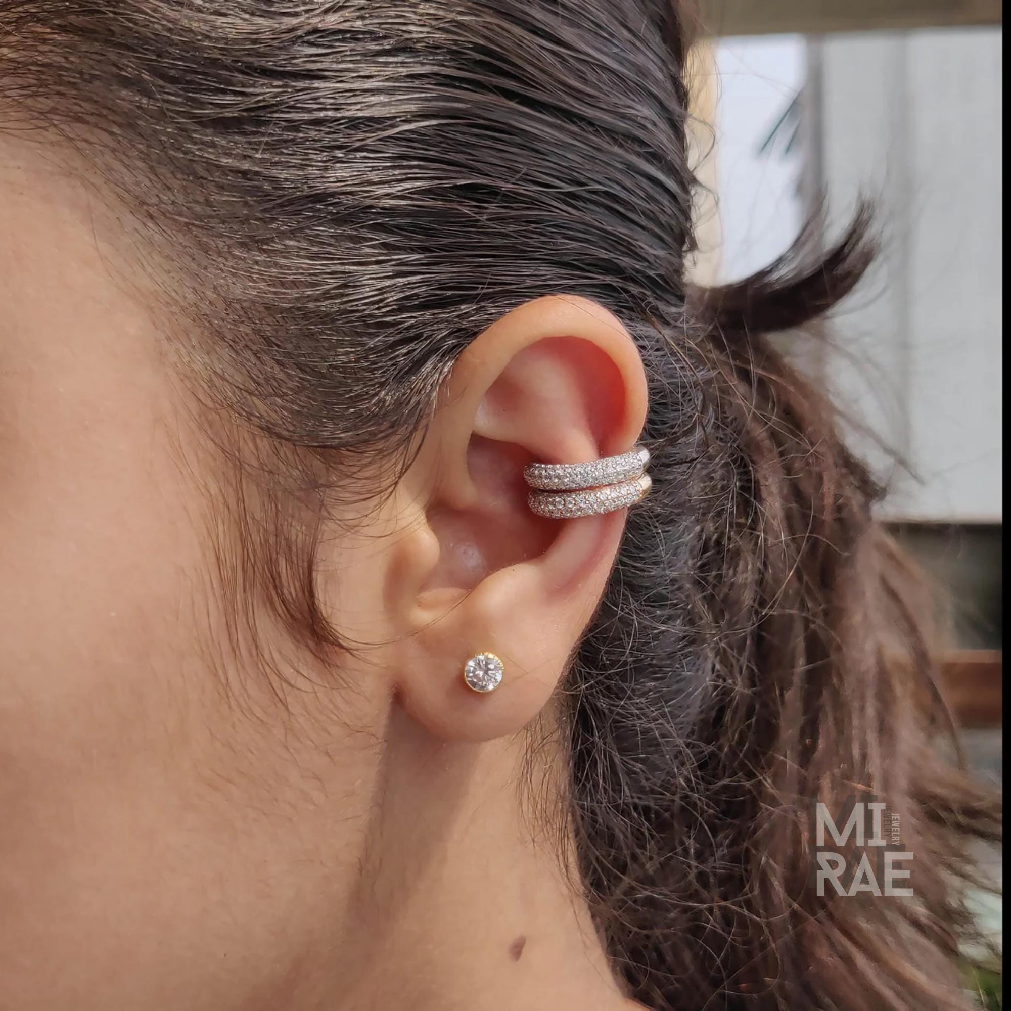 Nebula Diamond Earcuffs | 10K Rose Gold No Piercing Lab Grown Diamond Earcuffs | Custom Fit Luxury White Gold Ear Cuff