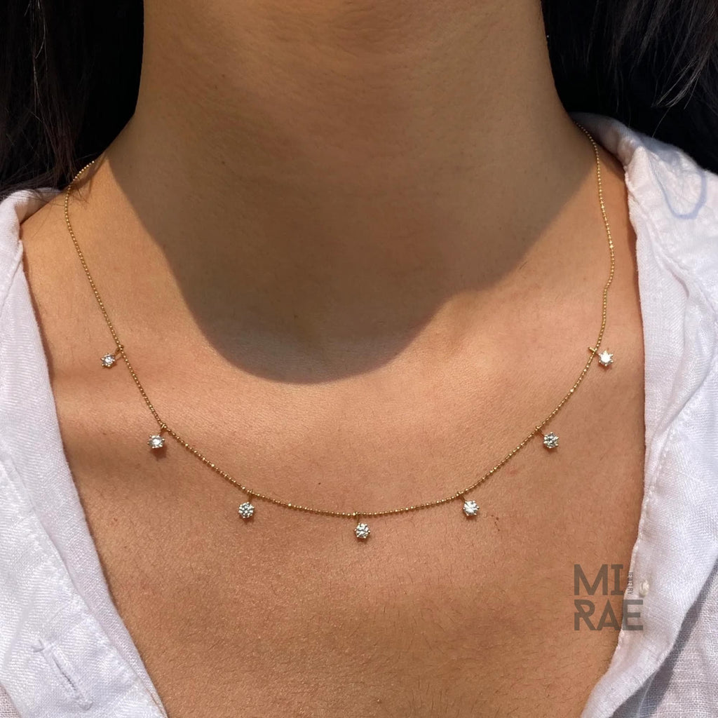 1 Carat Dainty Diamond Choker, Dangling Diamond Necklace, Diamond by the Yard