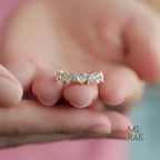 Lab Grown Diamond Half Eternity Band Marquise and Pear Cut Diamond Wedding Band for Women