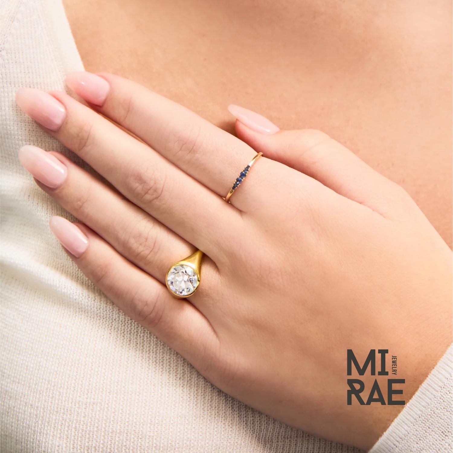 Gold Gemstone Birthstone Ring: Emerald, Ruby, Sapphire, Diamond