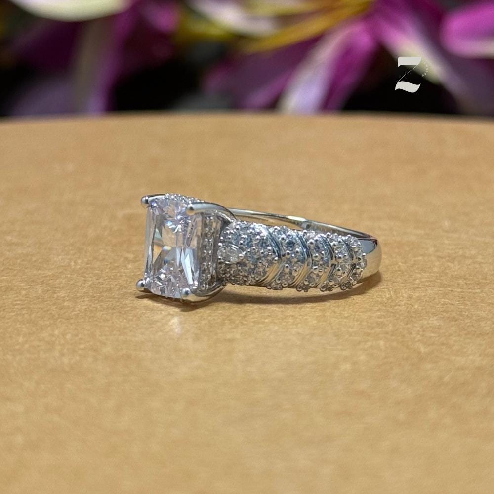 Cushion Cut 1 Ct Moissanite Engagement Ring: Sterling Silver & 10K Gold