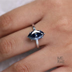 Cyan Blue Marquise Moissanite Ring: Ethical Sterling Silver Engagement Jewelry