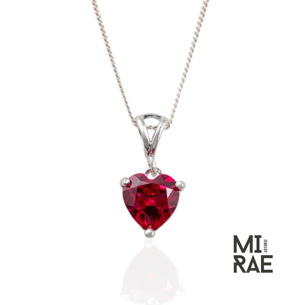 Ruby Heart Pendant Necklace: 10K Gold & Sterling Silver, Ethical Gemstone