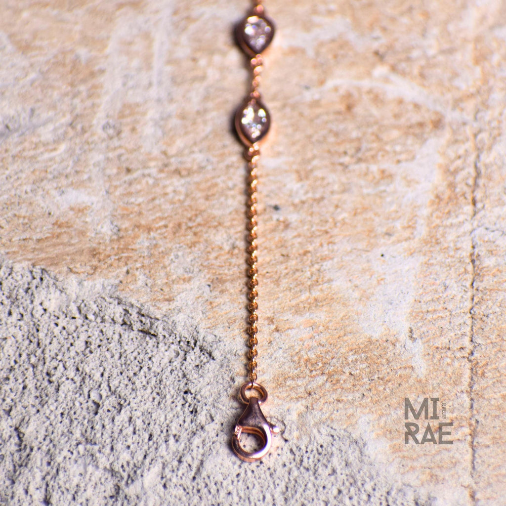 14K Rose Gold Lab Grown Diamond Bracelet: Bezel Set Mix Cut, Ethical Jewelry