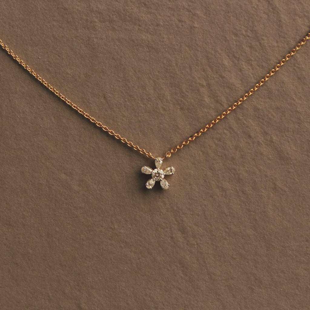 Dainty Snowflake Moissanite Pendant Necklace: 10K Gold & Sterling Silver