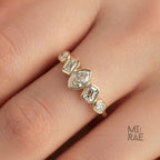 Marquise Oval Emerald Diamond Band | Multi Shape Lab Diamond Ring | Bezel Set Half Eternity Wedding Band