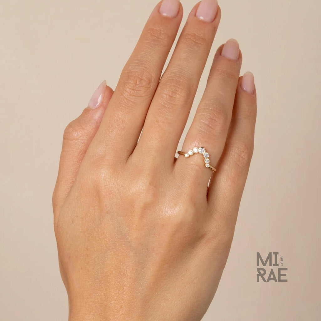 Dainty Lab Grown Diamond Wedding Band: Modern Bezel Stacking Ring