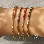 Half Tennis & Half Paperclip Chain Bracelet, Dainty Gold Minimalist Jewelry, Luxury Gift for Her, Stacking Adjustable Birthstone Link Chain