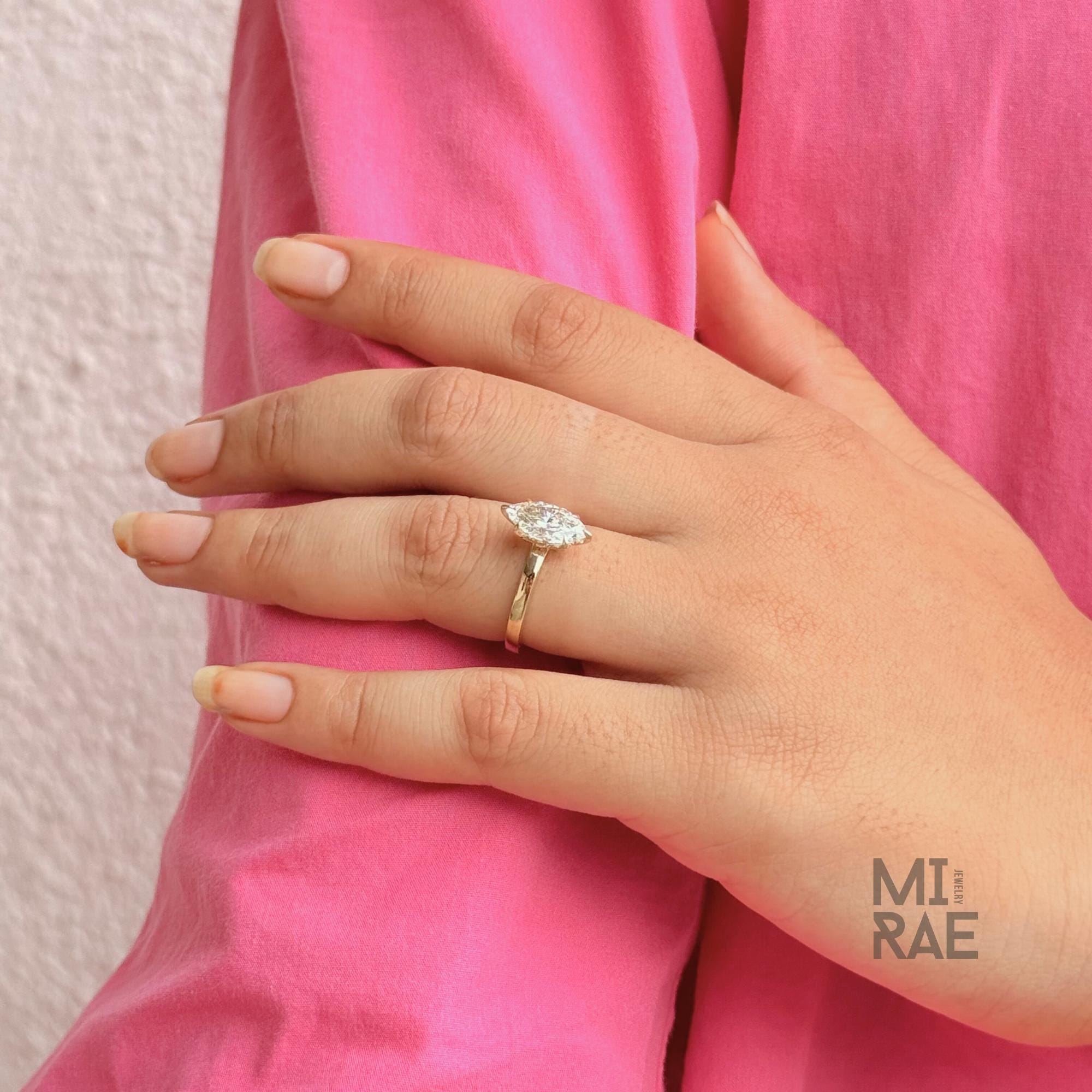 Marquise Cut Lab Grown Diamond Solitaire Engagement Ring