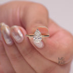 2 Carat Pear Cut Lab Grown Diamond Ring: 14K Gold Solitaire