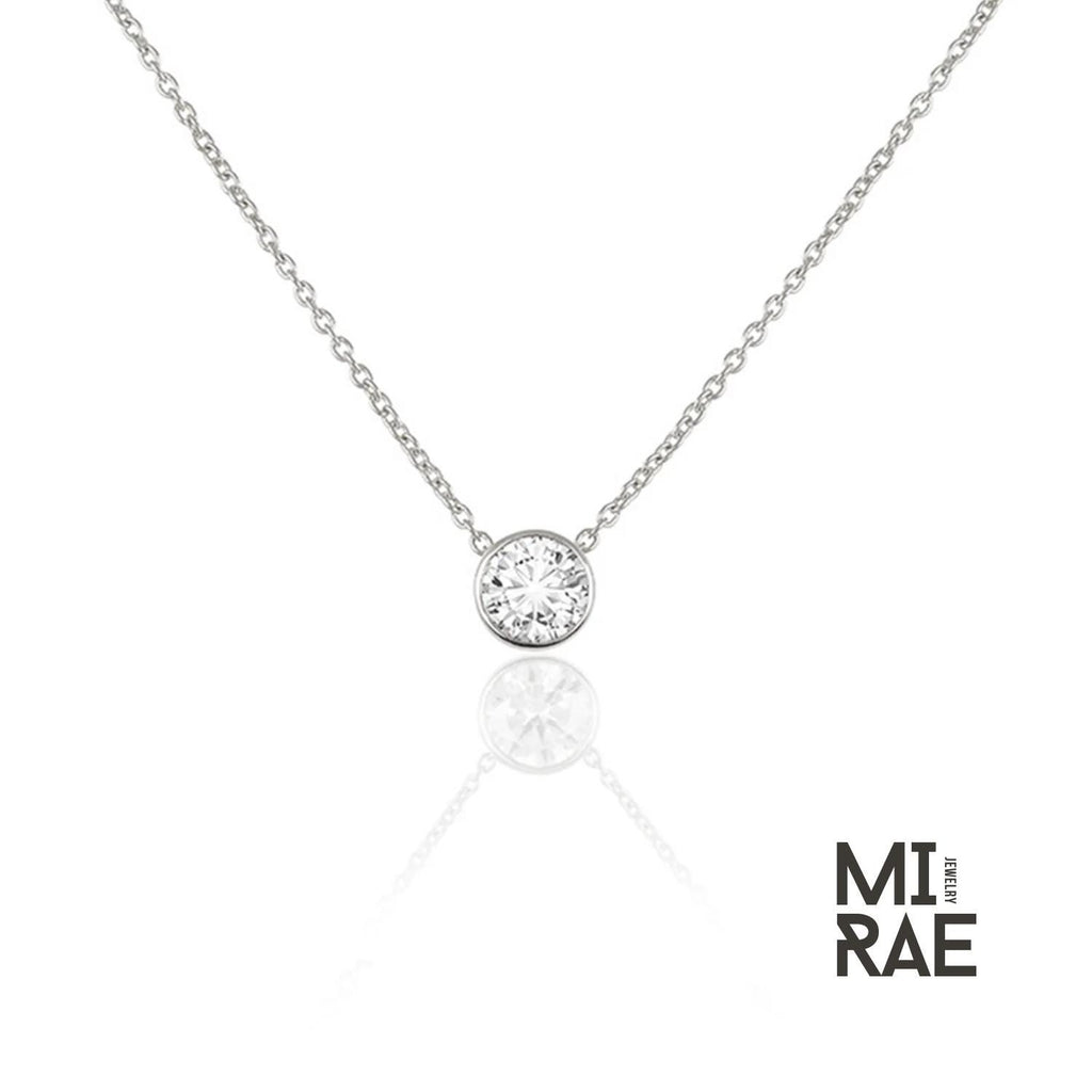 Handmade 10K Gold Moissanite Pendant Necklace: Round Solitaire, Silver Option