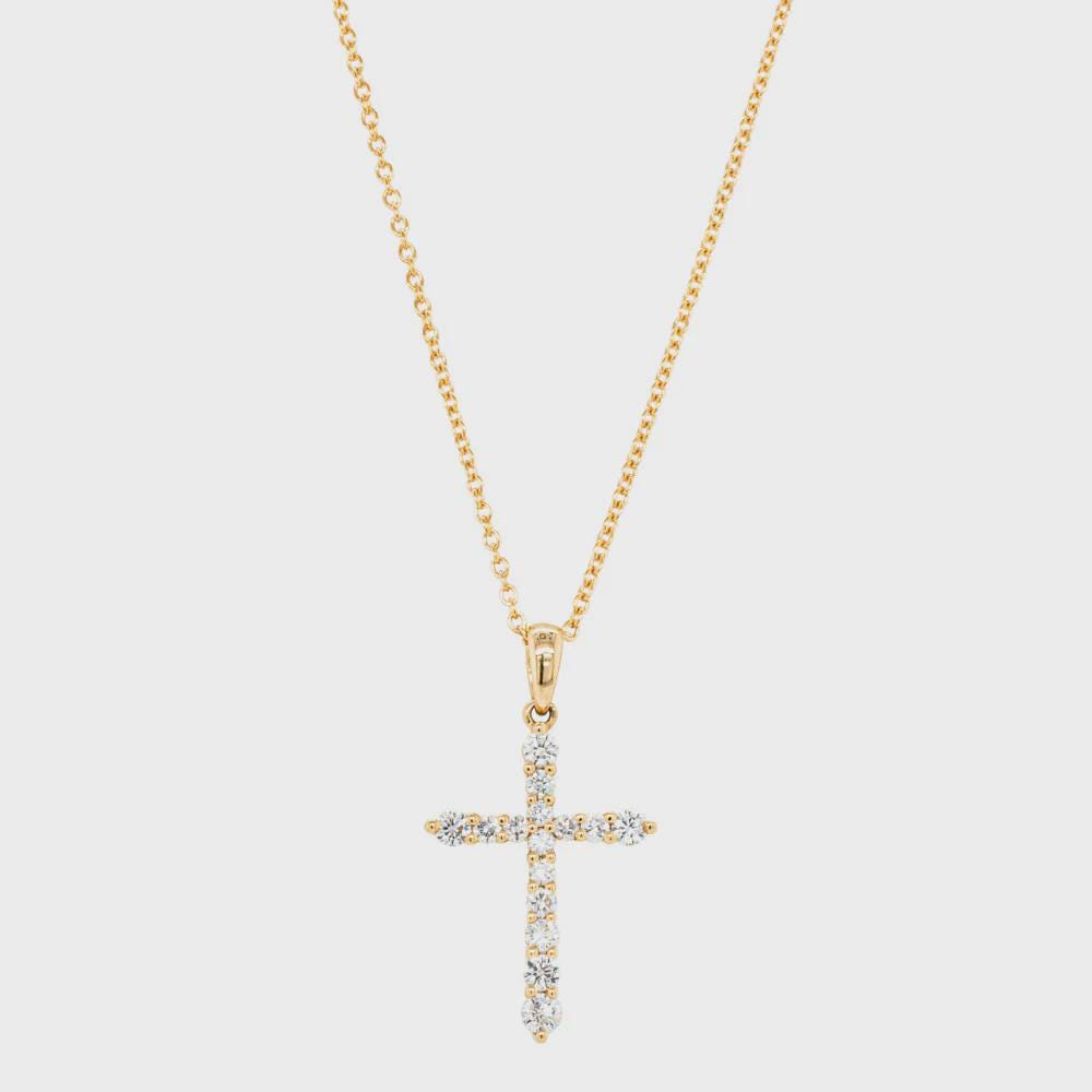 10K Gold Moissanite Cross Pendant: Dazzling Religious Necklace