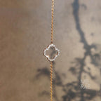 14k Gold Diamond Clover Bracelet (0.20ct) - Minimalist Fine Jewelry