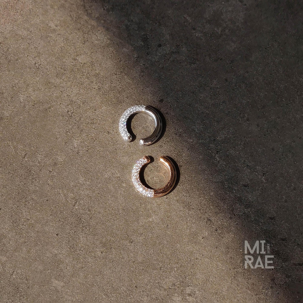 Nebula Diamond Earcuffs | 10K Rose Gold No Piercing Lab Grown Diamond Earcuffs | Custom Fit Luxury White Gold Ear Cuff