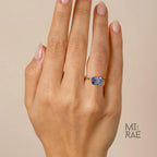 3.00 CT East West Emerald Cut Blue Sapphire Ring | Modern Sapphire Engagement Ring in 14k Gold | Unique Color Change Anniversary Gift