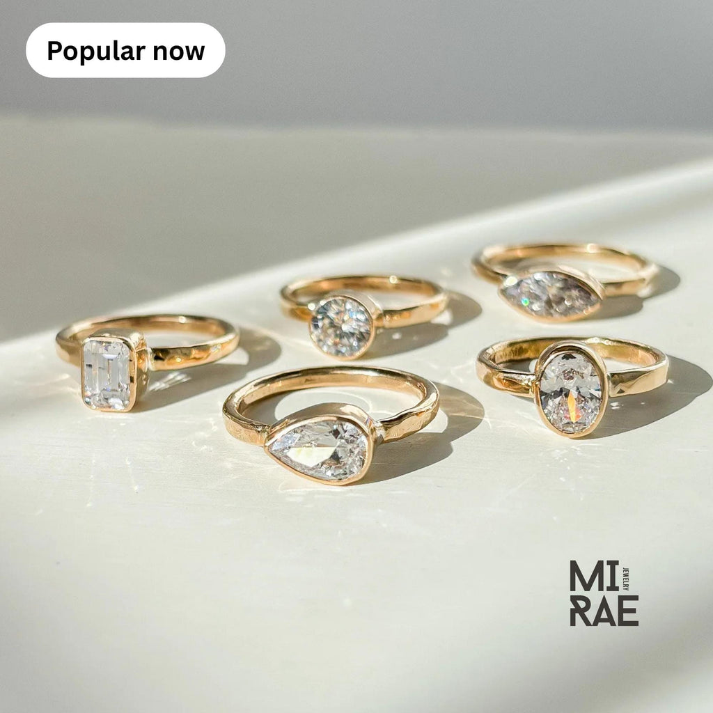 Moissanite Bezel Ring: Multi-Shape 1 Carat, Sterling Silver & 10K Gold
