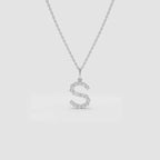 Personalized Moissanite Initial Pendant Necklace: 10K Gold or Sterling Silver