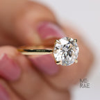 3 Carat Round Lab Diamond Solitaire Engagement Ring, 14k Gold, IGI Certified