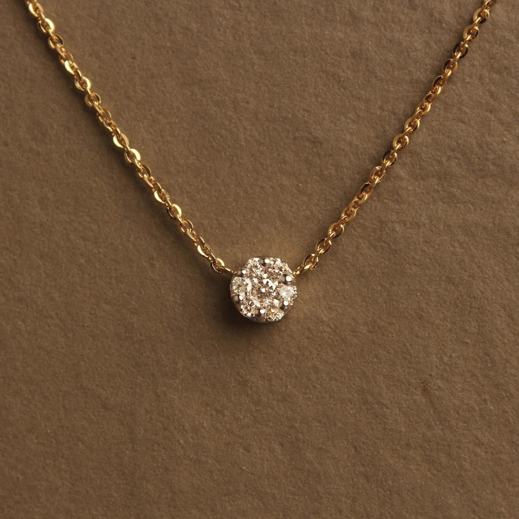 Halo Moissanite Necklace: 10K Gold or Sterling Silver, Dainty 16" Chain
